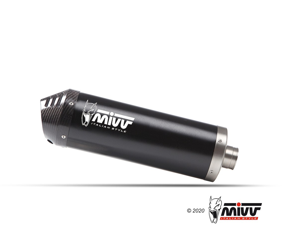 Scarico QJ MOTOR SRT 800 S / X / SX Mivv Oval Inox Nero con Coppa Carbonio QJ.002.LVC