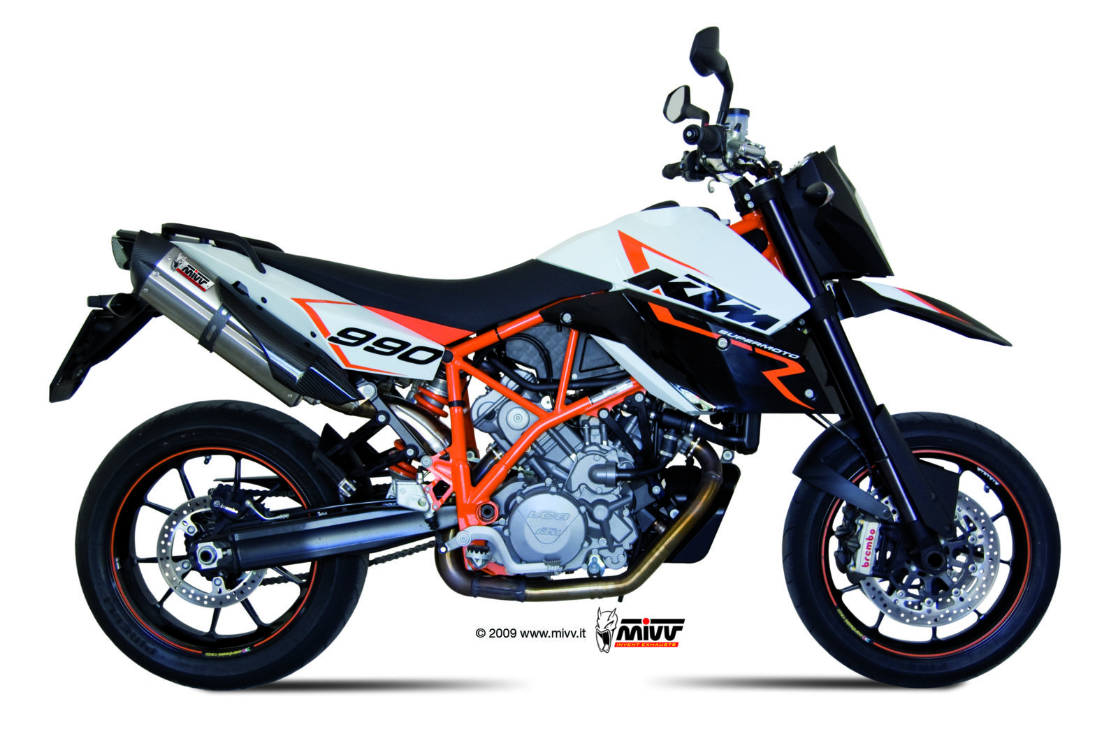 Pot d&rsquo;&eacute;chappement KTM 990 SUPERMOTO R Mivv Suono Inox KT.005.L7