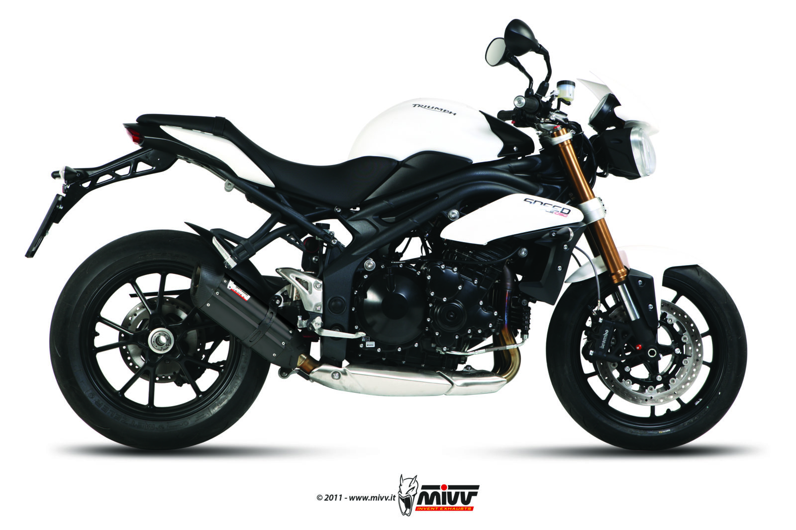 Pot d&rsquo;&eacute;chappement TRIUMPH SPEED TRIPLE 1050 R / S / RS Mivv Suono Inox noir T.012.L9