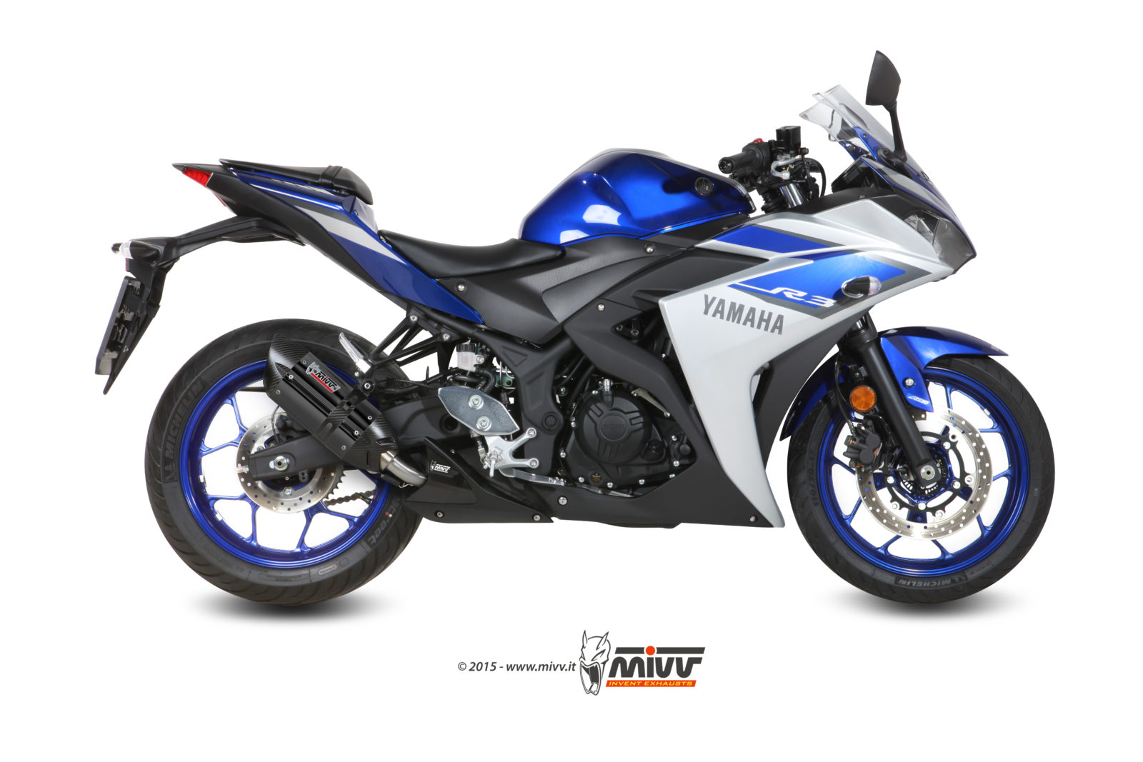 Pot d&rsquo;&eacute;chappement YAMAHA YZF R3 Mivv Suono Inox noir Y.048.L9