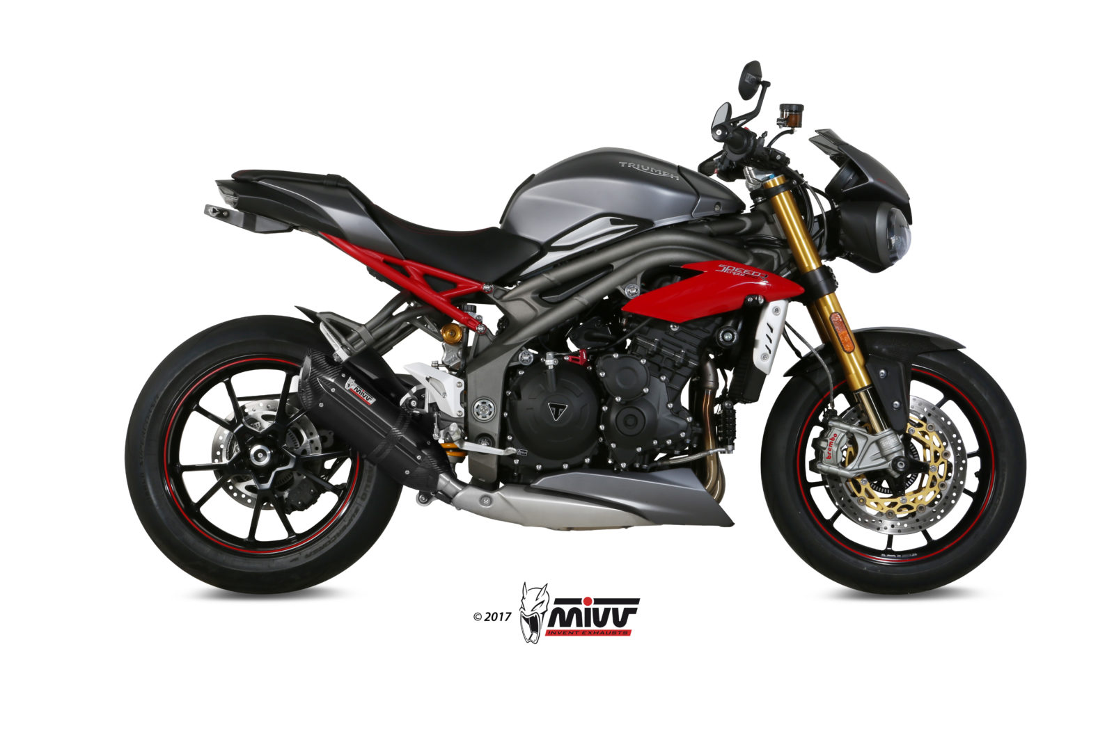 Pot d&rsquo;&eacute;chappement TRIUMPH SPEED TRIPLE 1050 R / S / RS Mivv Suono Inox noir T.016.L9