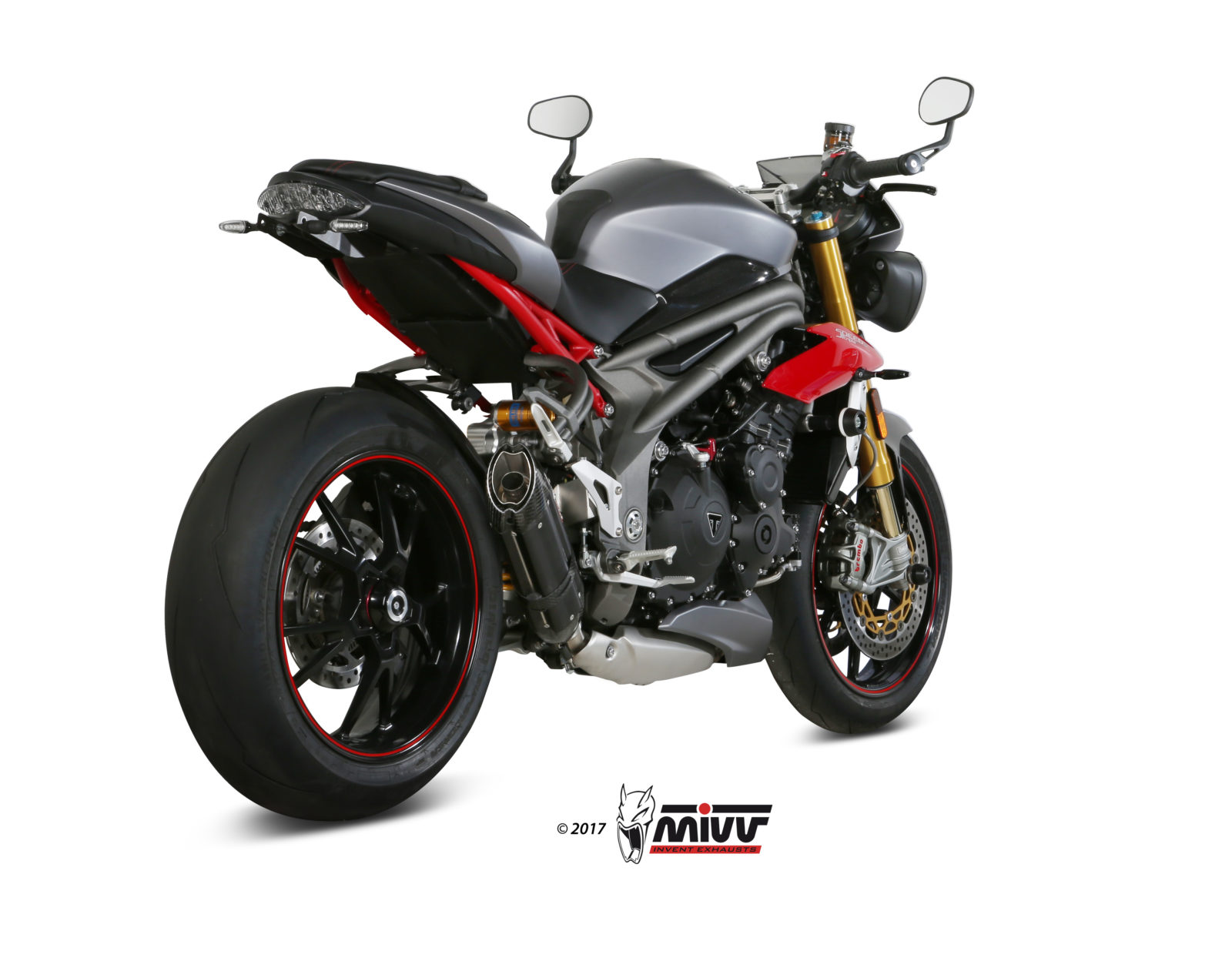 Pot d&rsquo;&eacute;chappement TRIUMPH SPEED TRIPLE 1050 R / S / RS Mivv Suono Inox noir T.016.L9