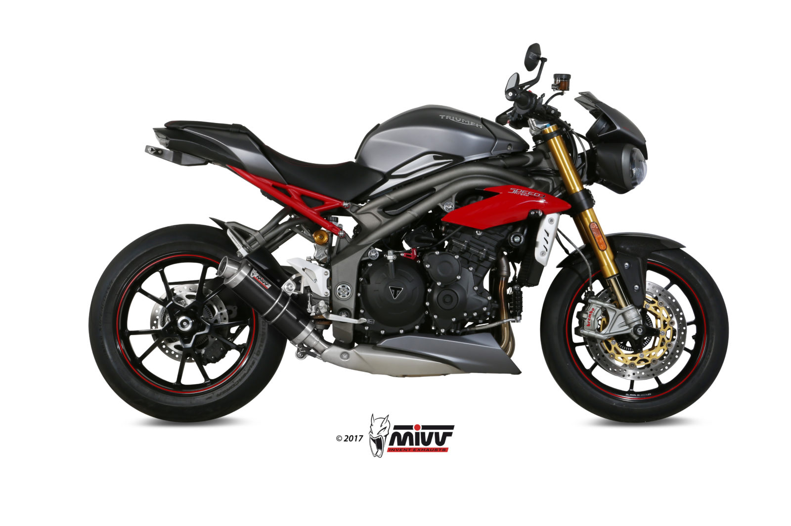 Pot d&rsquo;&eacute;chappement TRIUMPH SPEED TRIPLE 1050 R / S / RS Mivv Gp Inox noir T.016.LXB