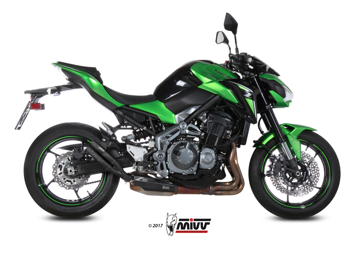 Scarico KAWASAKI Z900 A2 (35 KW / 70 KW) Mivv Double Gun A&ccedil;o inoxid&aacute;vel preto K.045.LDGB