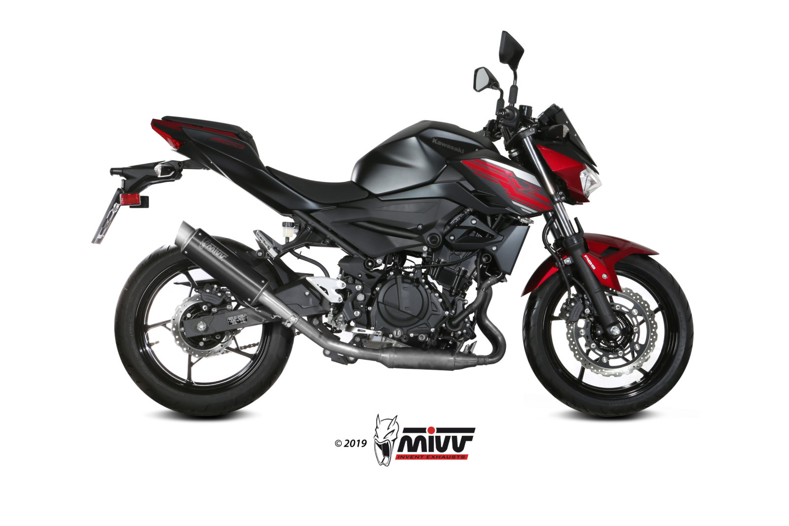Scarico KAWASAKI Z400 Mivv GP PRO A&ccedil;o inoxid&aacute;vel preto K.047.LXBP
