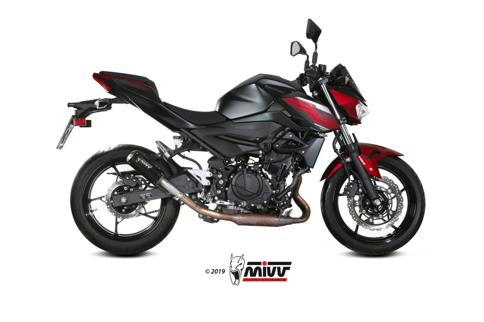 Scarico KAWASAKI Z400 Mivv MK3 A&ccedil;o inoxid&aacute;vel preto K.047.SM3B