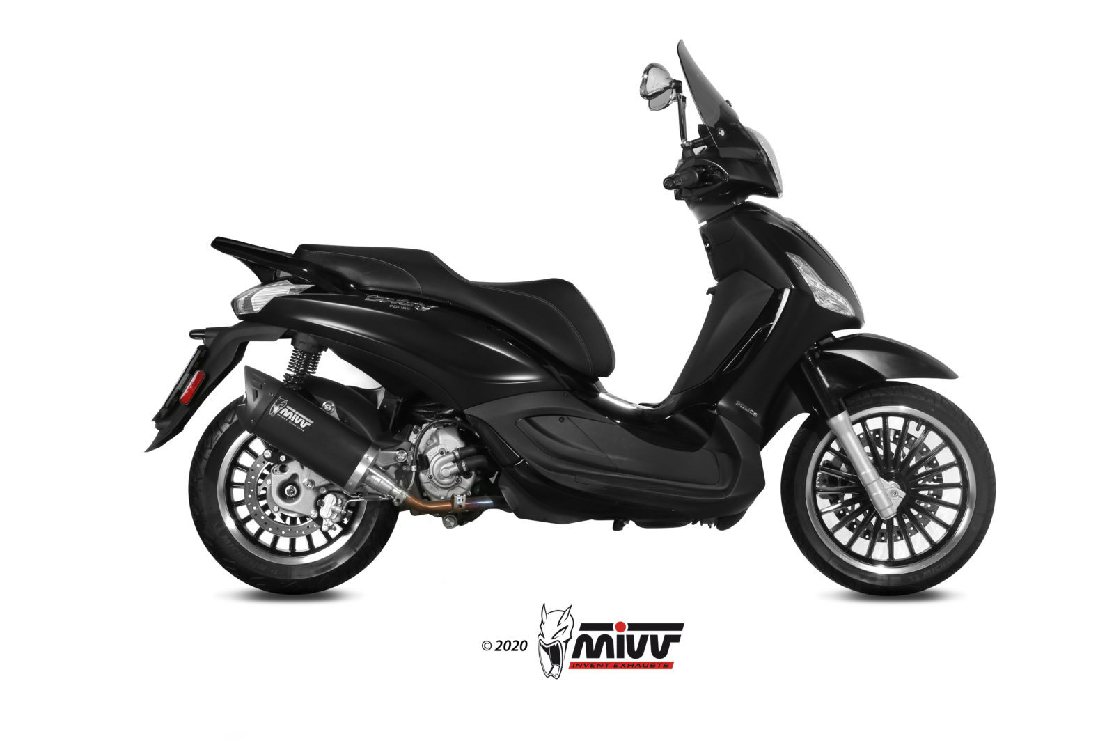 Scarico PIAGGIO BEVERLY 300 Mivv Mover Inox Verniciato Nero MV.PG.0001.LV 