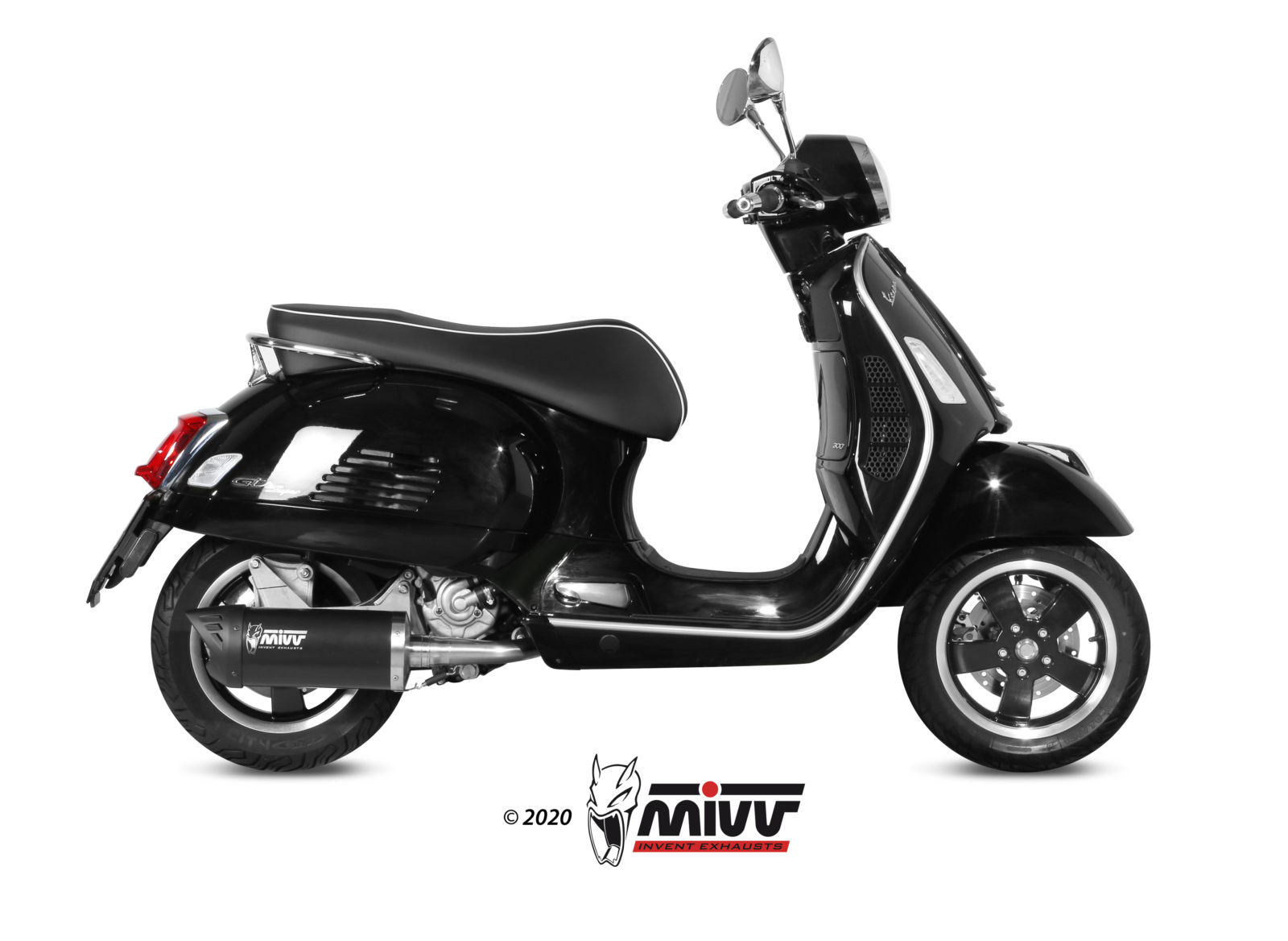 Scarico PIAGGIO VESPA GTS 300 Mivv Mover Inox Verniciato Nero MV.PG.0002.LV 