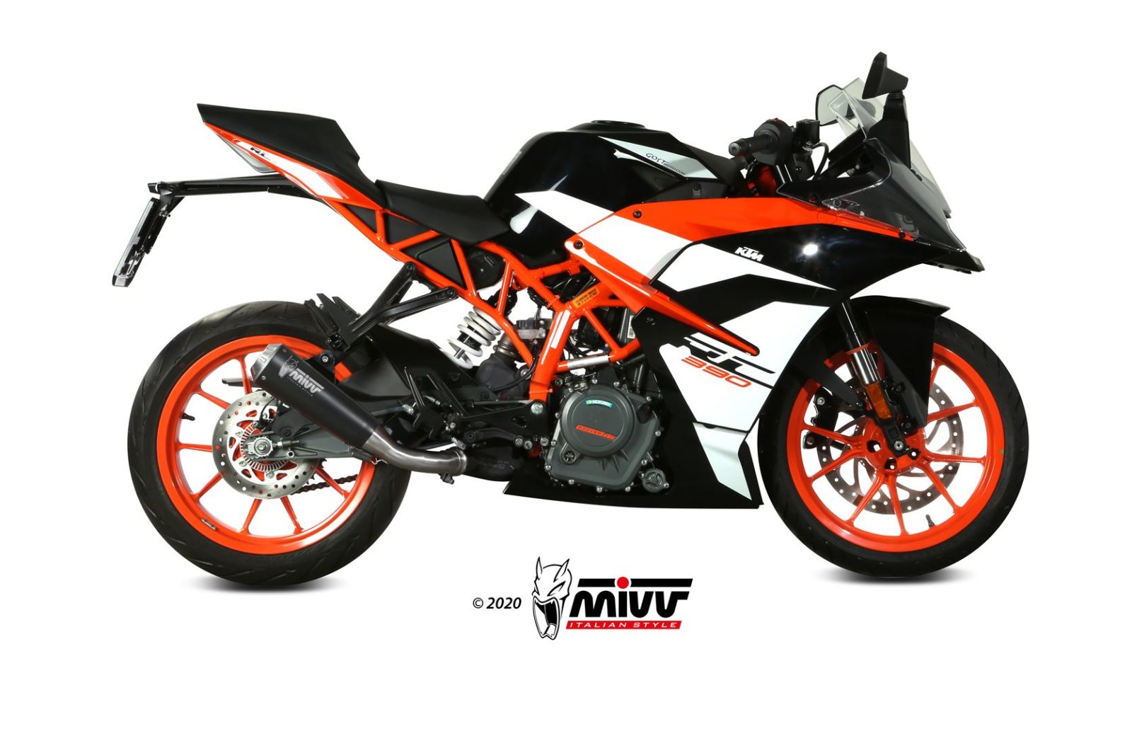 Scarico KTM RC 390 Mivv X-M1 فولاذ أسود مقاوم للصدأ KT.019.LC4B