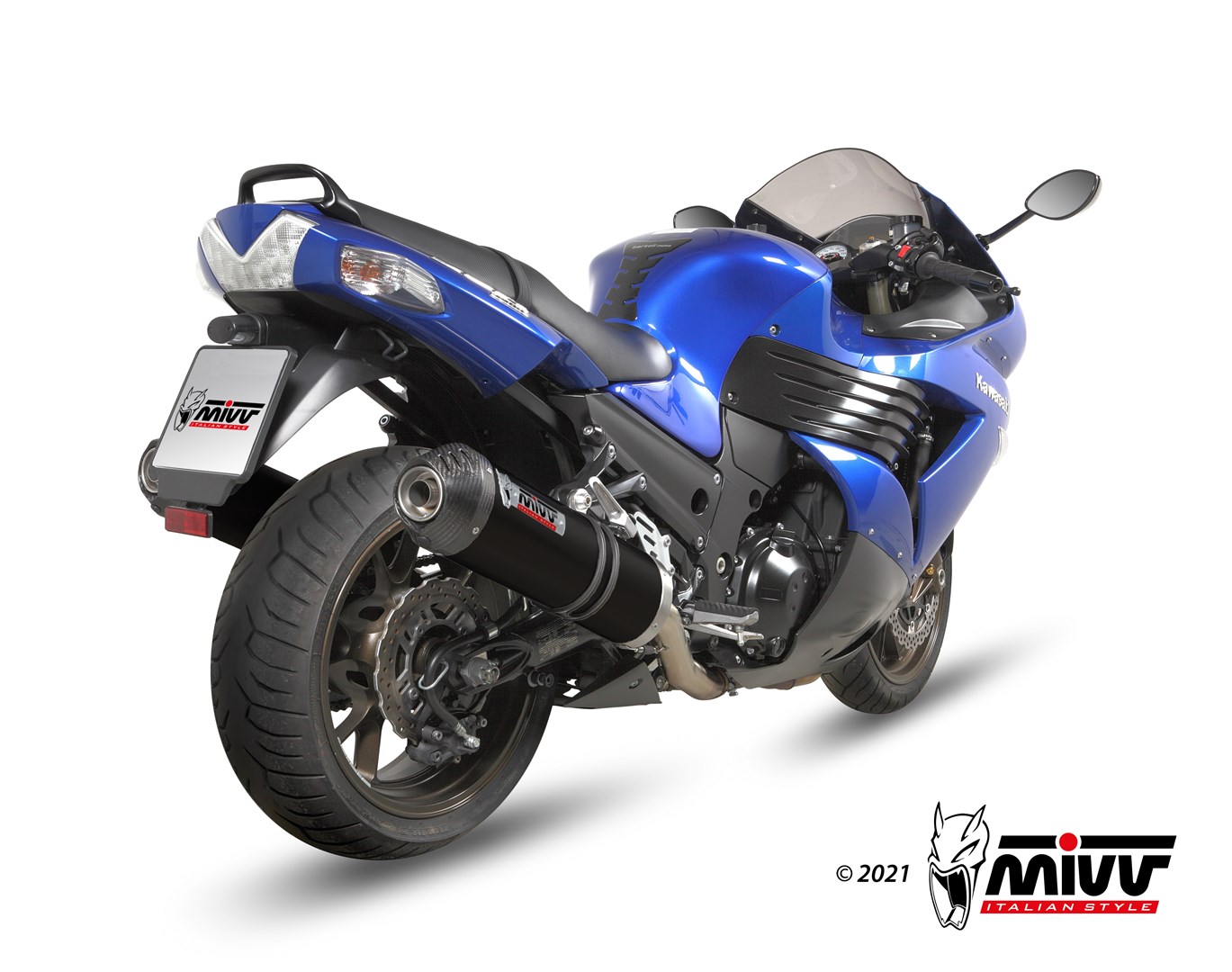 Escape KAWASAKI ZZR 1400 Mivv Oval Inox negro con tapa de carbono K.027.LVC