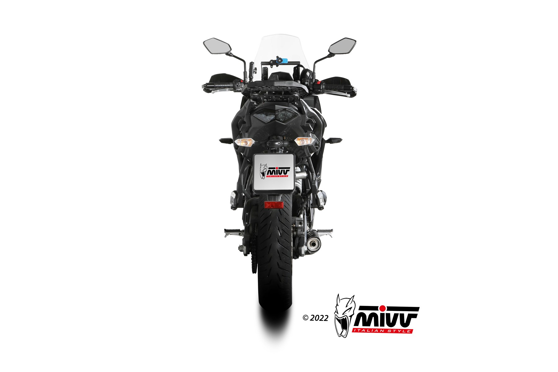Pot d&rsquo;&eacute;chappement KAWASAKI VERSYS 650 Mivv Oval Inox noir avec embout carbone K.055.LZC