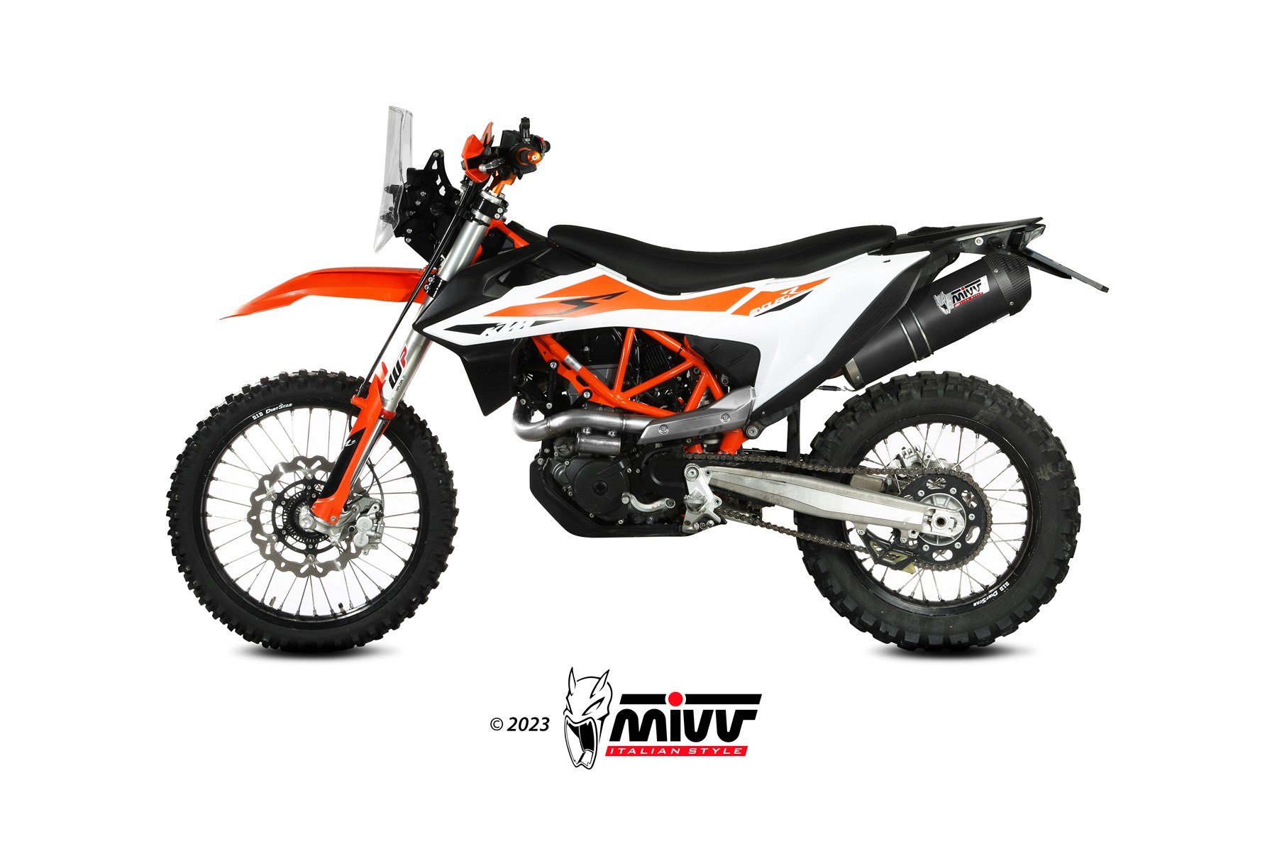 Scarico KTM 690 ENDURO R Mivv Oval Inox Nero con Coppa Carbonio KT.023.LVC