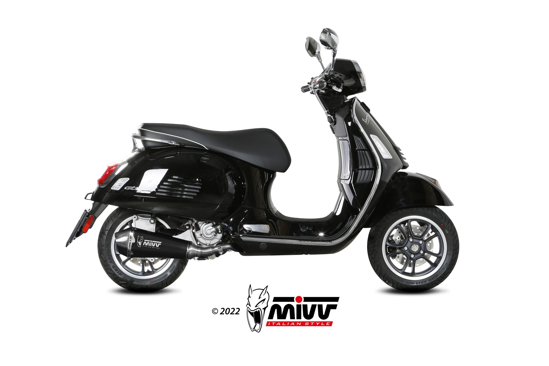 Pot d&rsquo;&eacute;chappement PIAGGIO VESPA GTS 300 Mivv Delta Race Inox noir P.009.LDRB