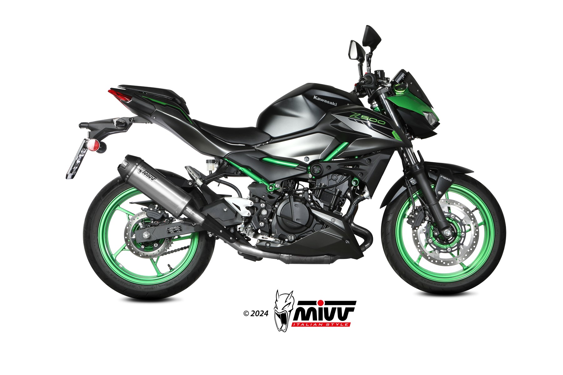 Pot d&rsquo;&eacute;chappement KAWASAKI Z 500 / SE Mivv AK-1 Titane avec embout carbone K.061.L4K